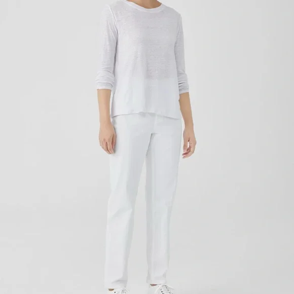 Eileen Fisher 100% Organic Linen  Jersey Crew Neck Size XS - Picture 2 of 9